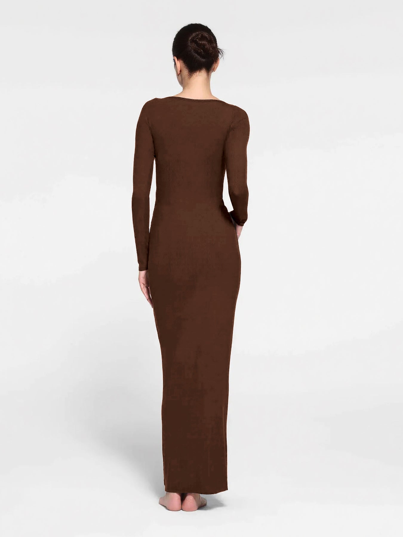 Elegant U Neck Lace Trim Button Through Slinky Maxi Dress