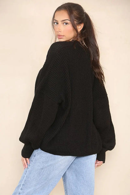 Slouchy Knit Drop Shoulder Open-Front Cardigan