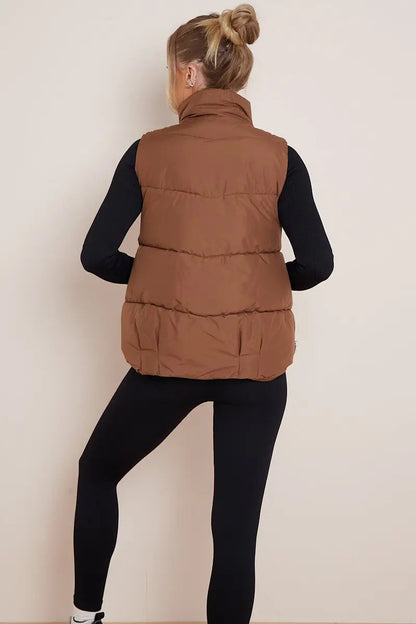 Chic Stand Collar Sleeveless Zip-Up Gilet
