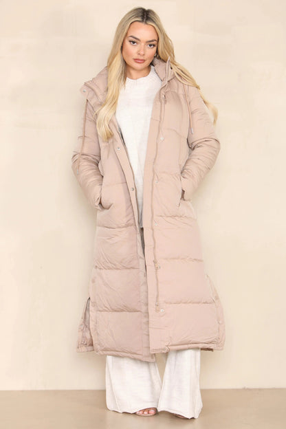 Winter Chic Side Slit Hooded Zip-Up Thermal Cotton Coat