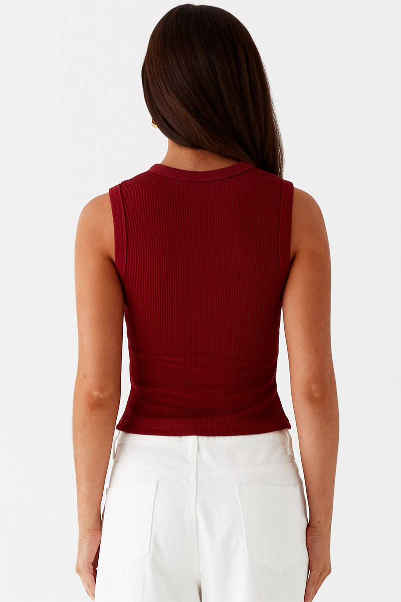 Minimalist Solid Color Sleeveless Button-Up Slim Tank Top